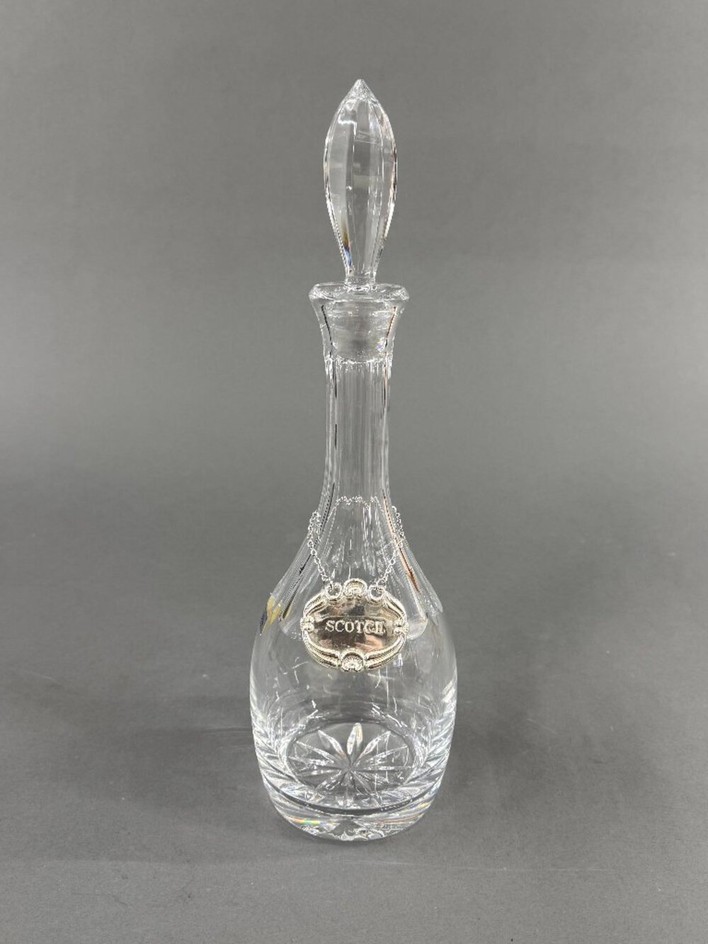 Toscany 24% Lead Crystal Liquor Decanter & Teardrop Stopper Hand Blown Romania